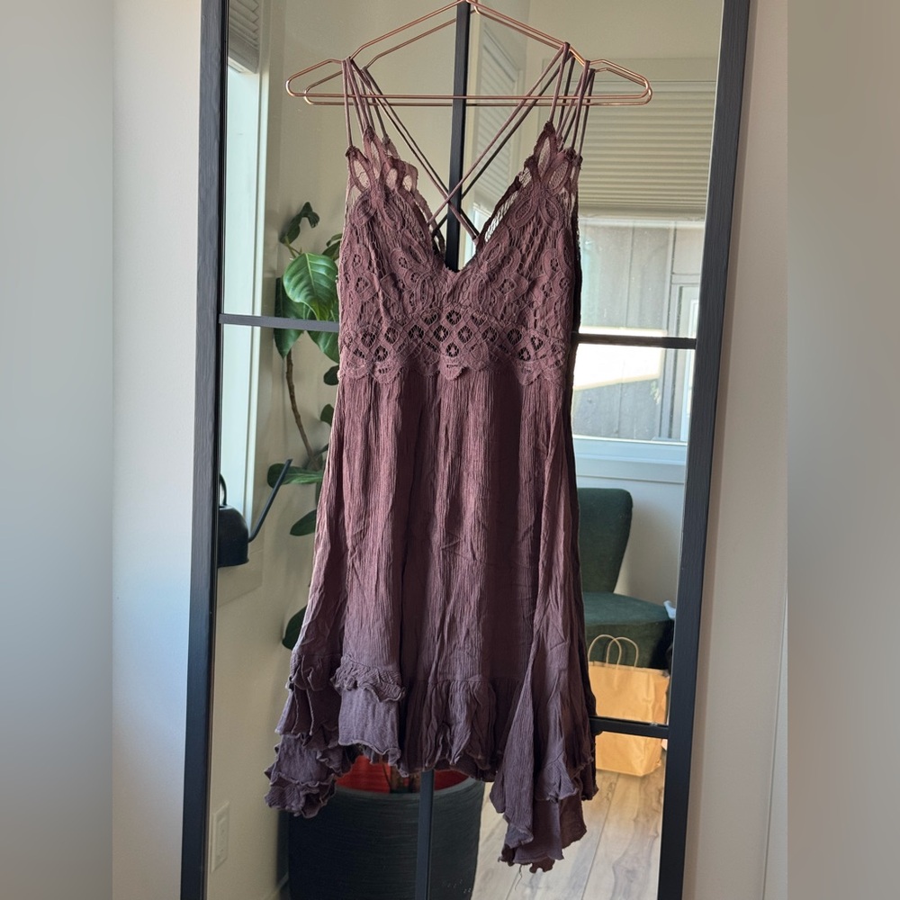 Size Small, blush mocha, anemone spaghetti strap summer dress.